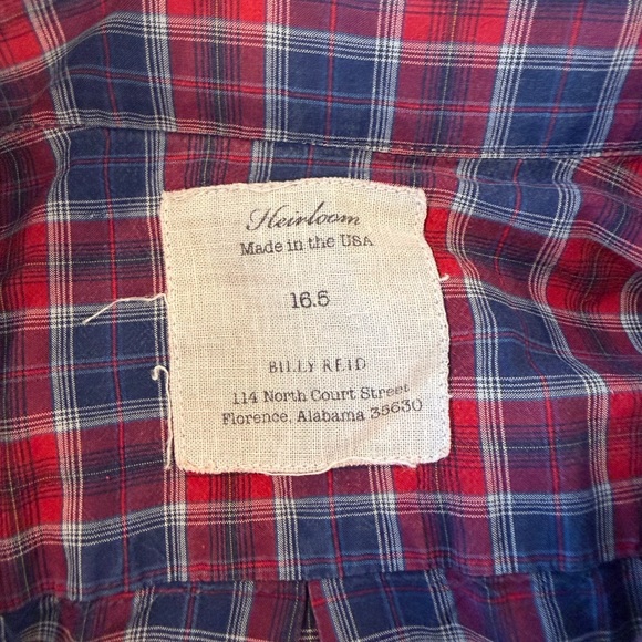 Billy Reid Heirloom Men’s Long Sleeve Red White Blue Plaid Button Down Shirt16.5 - Picture 2 of 8